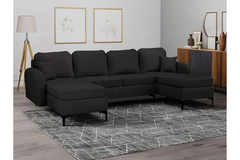 Knocklong 4-sits Hörnbäddsoffa Svart - Möbler - Vardagsrum - Bäddsoffor - Hörnbäddsoffa