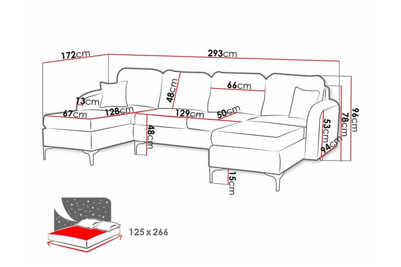 Knocklong 4-sits Hörnbäddsoffa Svart - Möbler - Vardagsrum - Bäddsoffor - Hörnbäddsoffa