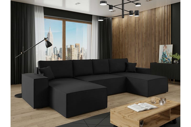Knocklong 4-sits Hörnbäddsoffa Svart - Möbler - Vardagsrum - Bäddsoffor - Hörnbäddsoffa