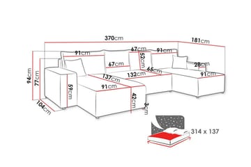 Knocklong 4-sits Hörnbäddsoffa - Svart - Möbler - Vardagsrum - Bäddsoffor - U bäddsoffa