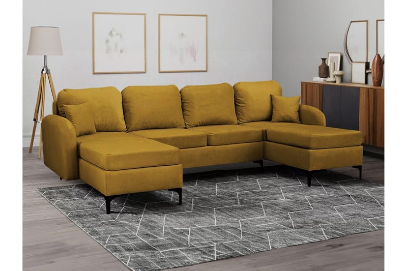 Knocklong 4-sits Hörnbäddsoffa Yellow-Green - Möbler - Vardagsrum - Bäddsoffor - Hörnbäddsoffa