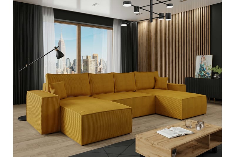Knocklong 4-sits Hörnbäddsoffa Yellow - Möbler - Vardagsrum - Bäddsoffor - Hörnbäddsoffa