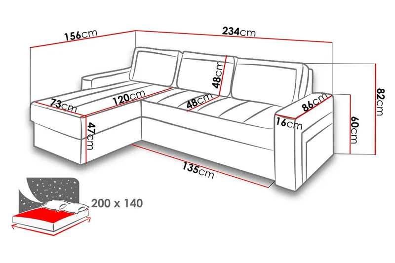Kolder Divanbäddsoffa 234x156x82 cm - Beige/Brun - Möbler - Vardagsrum - Bäddsoffor