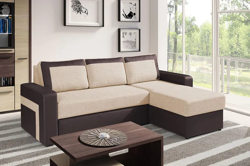Kolder Divanbäddsoffa 234x156x82 cm - Beige/Brun - Möbler - Vardagsrum - Bäddsoffor