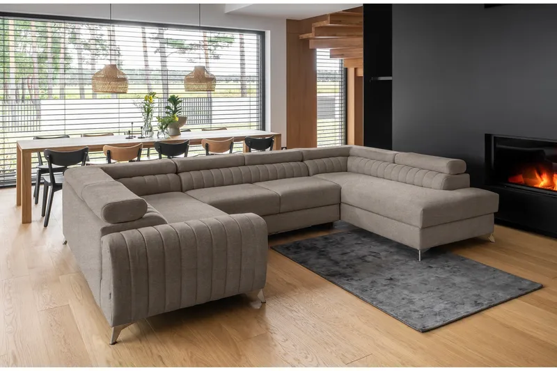 Kotori Hörnbäddsoffa m. Schäslong, Beige
