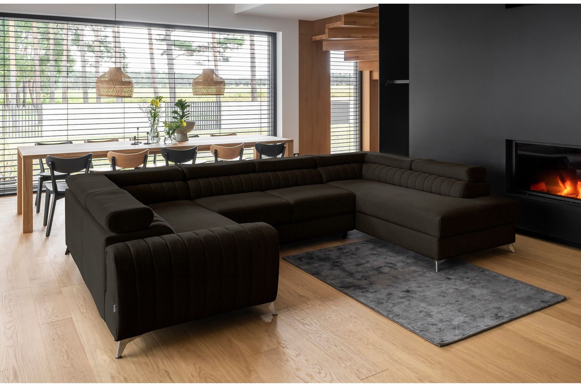 Kotori H&ouml;rnb&auml;ddsoffa m. Sch&auml;slong - Brun