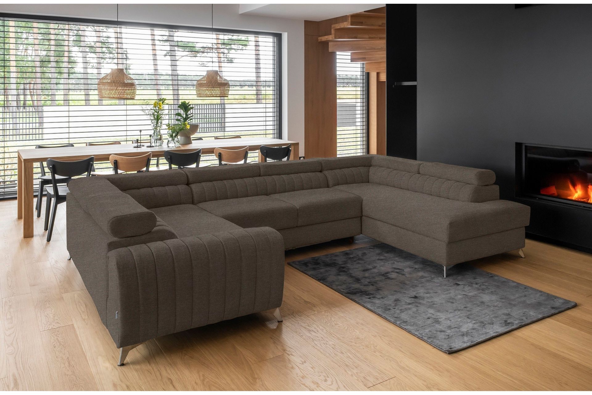 Kotori H&ouml;rnb&auml;ddsoffa m. Sch&auml;slong - Brun