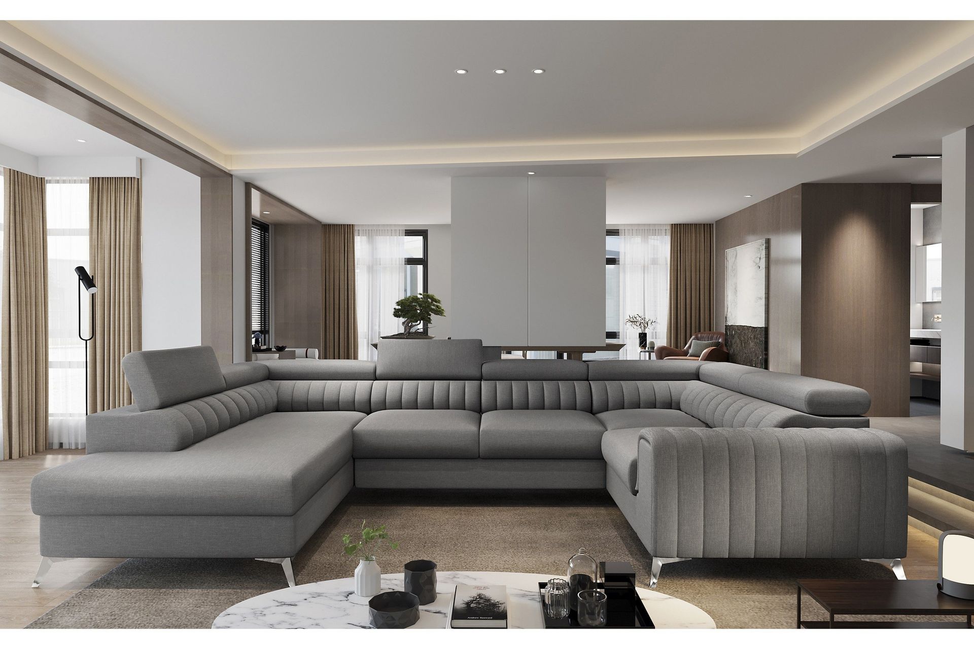 Kotori H&ouml;rnb&auml;ddsoffa m. Sch&auml;slong - Gr&aring;