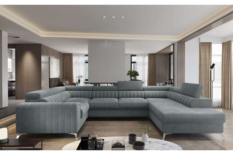 Kotori Hörnbäddsoffa m. Schäslong, Ljusblå