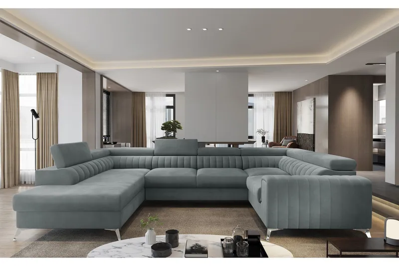 Kotori Hörnbäddsoffa m. Schäslong - Ljusblå - Möbler - Vardagsrum - Bäddsoffor - Hörnbäddsoffa