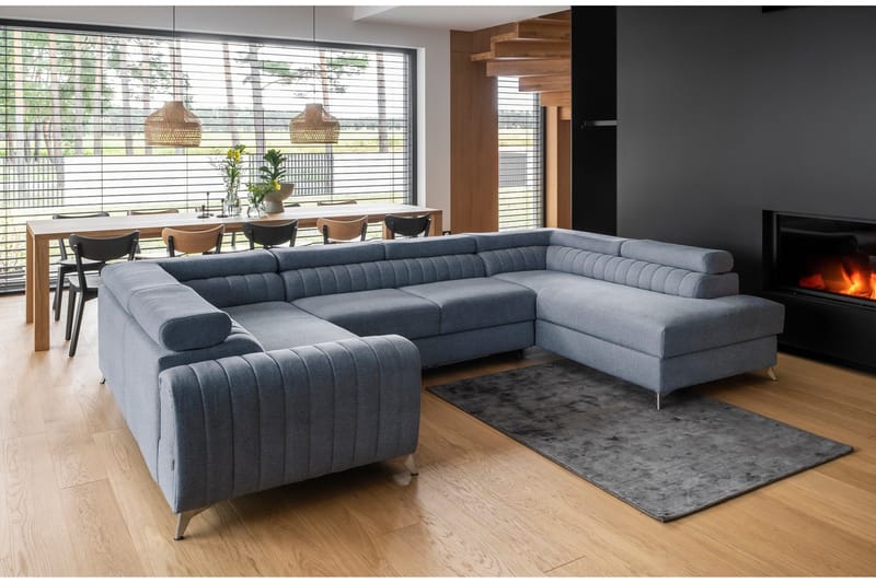 Kotori Hörnbäddsoffa m. Schäslong - Ljusblå - Möbler - Vardagsrum - Bäddsoffor - Hörnbäddsoffa