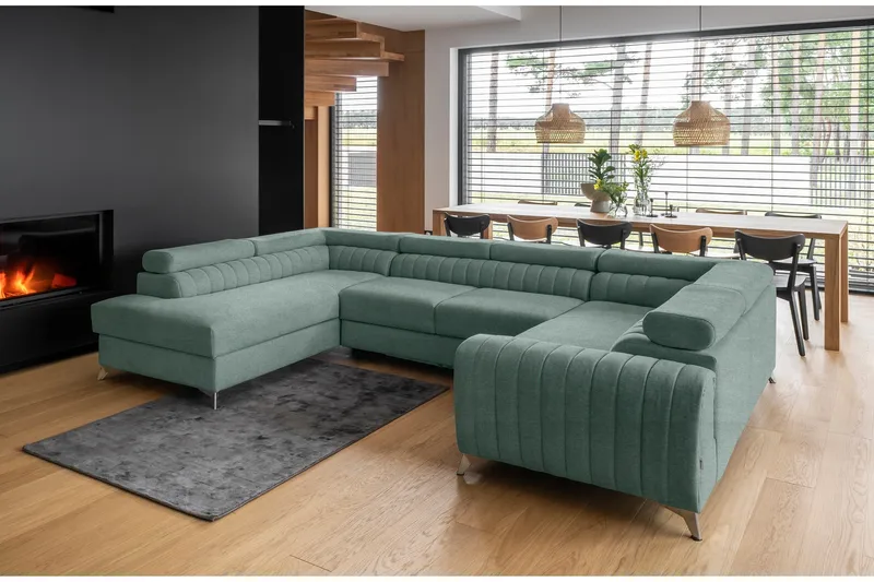 Kotori Hörnbäddsoffa m. Schäslong - Ljusgrön - Möbler - Vardagsrum - Bäddsoffor - Hörnbäddsoffa