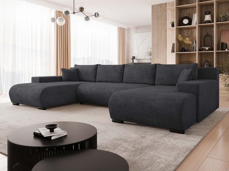 Krysen 4-sits Bäddsoffa med dubbeldivan - svart - Möbler - Vardagsrum - Bäddsoffor - Hörnbäddsoffa