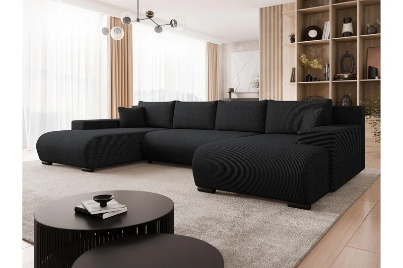 Krysen Bäddsoffa Dubbeldivan 4-sits - Svart - Möbler - Vardagsrum - Bäddsoffor - U bäddsoffa