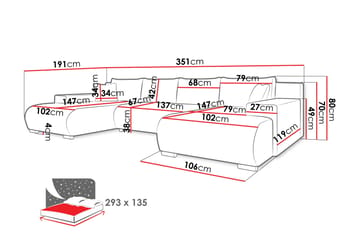 Krysen Bäddsoffa Dubbeldivan 4-sits - Vit - Möbler - Vardagsrum - Bäddsoffor - U bäddsoffa