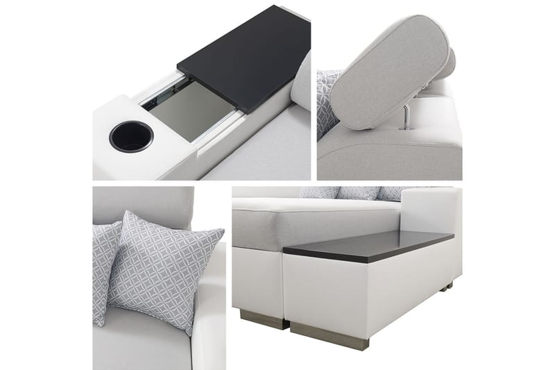 LALIT U-Bäddsoffa Divan Höger Vit/Ljusgrå - Vit/Ljusgrå - Möbler - Vardagsrum - Bäddsoffor