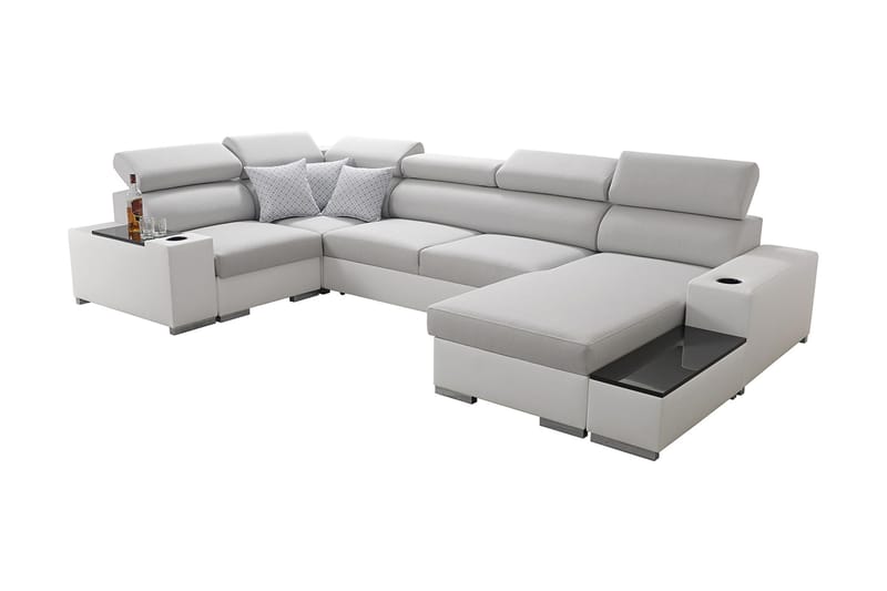 LALIT U-Bäddsoffa Divan Höger Vit/Ljusgrå - Vit/Ljusgrå - Möbler - Vardagsrum - Bäddsoffor