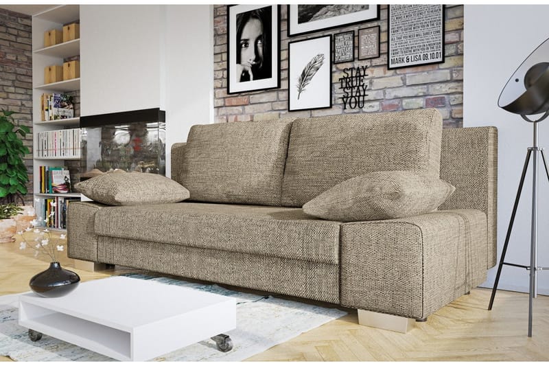LAURA Bäddsoffa 200x94x77 cm - Brun/Grå - Möbler - Vardagsrum - Bäddsoffor
