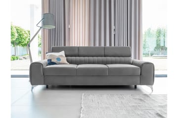 Laurece 3-sits Längsbäddad Bäddsoffa 136x199 cm i Sammet - Grå - Möbler - Vardagsrum - Bäddsoffor