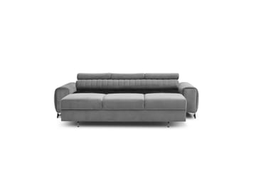 Laurece 3-sits Längsbäddad Bäddsoffa 136x199 cm i Sammet - Grå - Möbler - Vardagsrum - Bäddsoffor