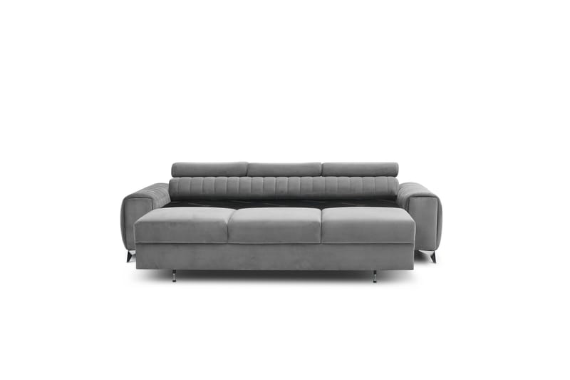 Laurece 3-sits Längsbäddad Bäddsoffa 136x199 cm i Sammet - Grå - Möbler - Vardagsrum - Bäddsoffor