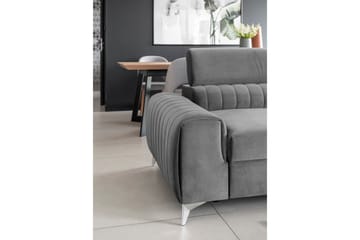 Laurece 3-sits Längsbäddad Bäddsoffa 136x199 cm i Sammet - Grå - Möbler - Vardagsrum - Bäddsoffor