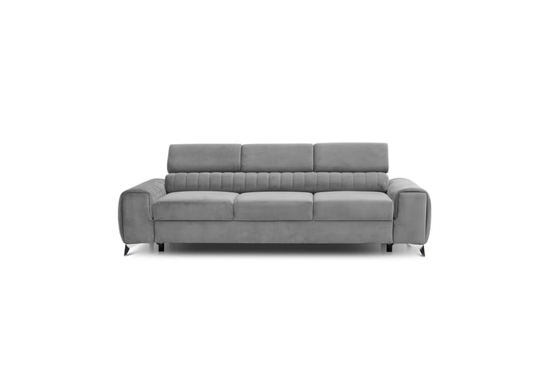 Laurece 3-sits Längsbäddad Bäddsoffa 136x199 cm i Sammet, Grå