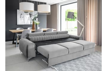 Laurece 3-sits Längsbäddad Bäddsoffa 136x199 cm i Sammet - Grå - Möbler - Vardagsrum - Bäddsoffor