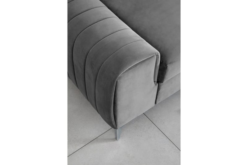 Laurece 3-sits Längsbäddad Bäddsoffa 136x199 cm i Sammet - Grå - Möbler - Vardagsrum - Bäddsoffor
