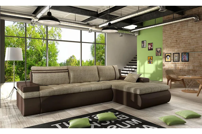 Lavona Divanbäddsoffa Höger - Beige/Grå - Möbler - Vardagsrum - Bäddsoffor