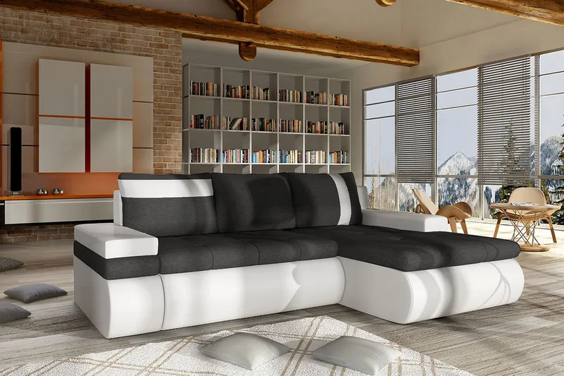 Lavona Divanbäddsoffa Mini Höger - Mörkgrå/Vit - Möbler - Vardagsrum - Bäddsoffor