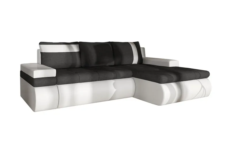 Lavona Divanbäddsoffa Mini Höger, Mörkgrå/Vit