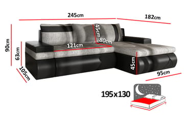 Lavona Divanbäddsoffa Mini Höger - Svart/Grå - Möbler - Vardagsrum - Bäddsoffor
