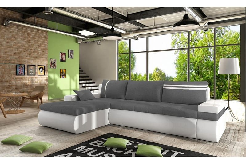 Lavona Divanbäddsoffa Vänster - Grå/Vit - Möbler - Vardagsrum - Bäddsoffor