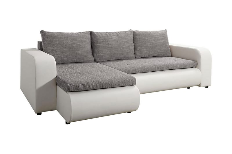 Lecanto 3-sits Bäddsoffa med Divan - Konstläder/Grå/Vit - Möbler - Vardagsrum - Bäddsoffor