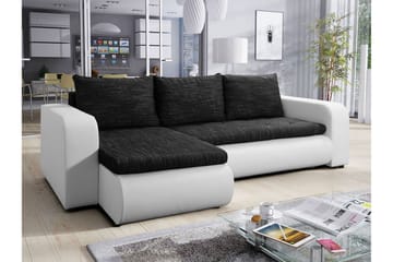 Lecanto 3-sits Universal Hörnbäddsoffa 130x204 cm med Förvaring i Tyg - Svart - Möbler - Vardagsrum - Bäddsoffor