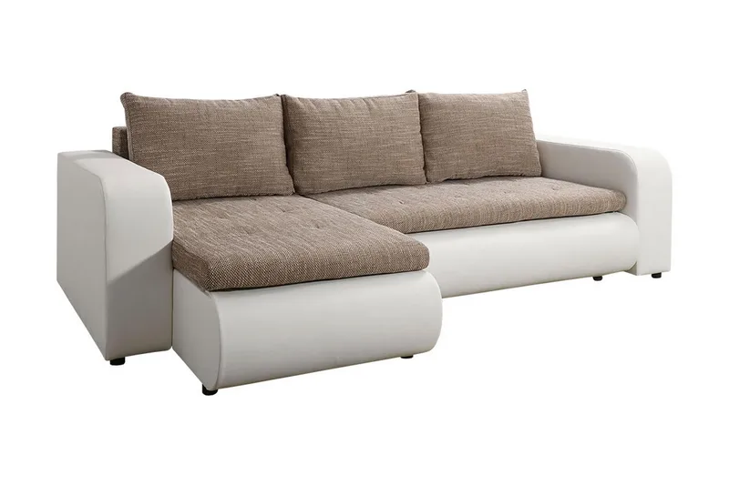 Lecanto Hörnbäddsoffa, Vit/Beige