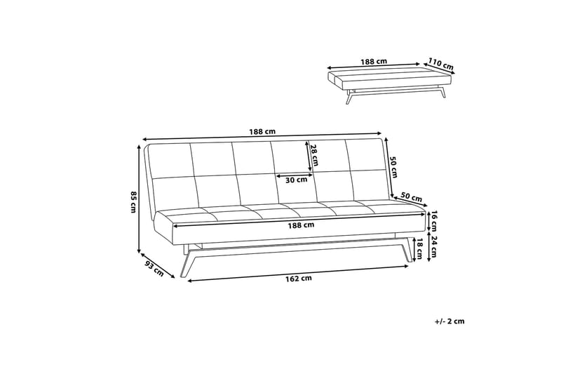 Leeds Bäddsoffa 188 cm - Flerfärgad - Möbler - Vardagsrum - Bäddsoffor