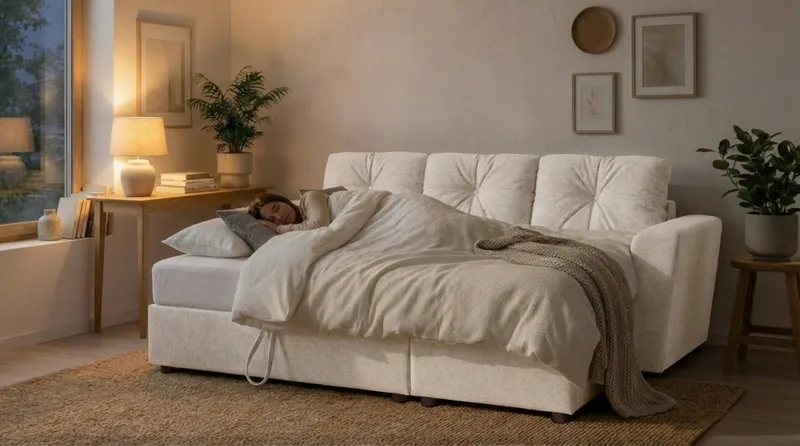 Leia 3-sits vändbar Bäddsoffa med divan och förvaring - Beige - Möbler - Vardagsrum - Bäddsoffor