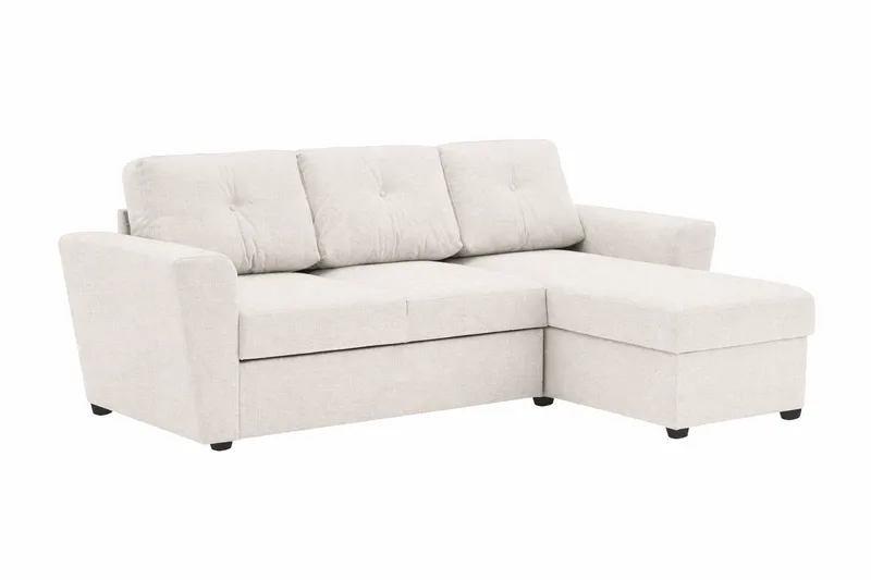Leia 3-sits vändbar Bäddsoffa med divan och förvaring - Beige - Möbler - Vardagsrum - Bäddsoffor