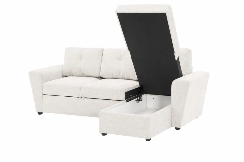 Leia 3-sits vändbar Bäddsoffa med divan och förvaring - Beige - Möbler - Vardagsrum - Bäddsoffor