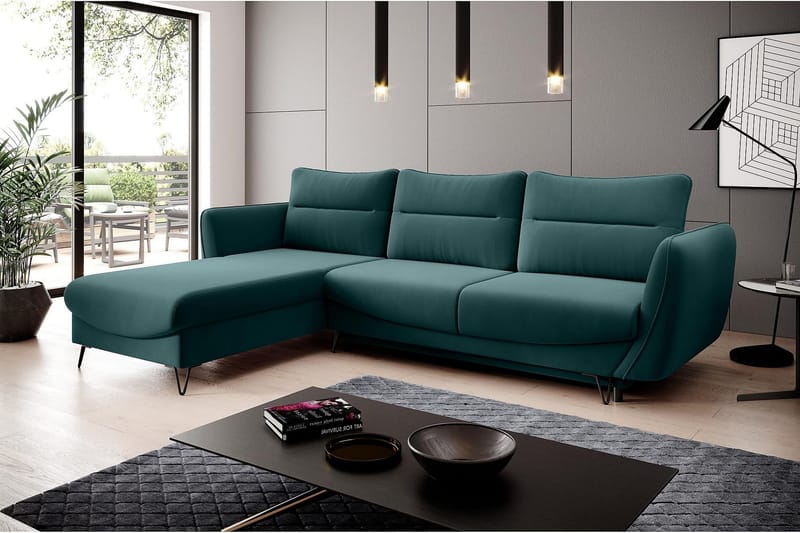 Lence Bäddsoffa m. Divan Förvaring - Blå/Grön - Möbler - Vardagsrum - Bäddsoffor