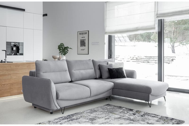 Lence Bäddsoffa m. Divan Förvaring - Ljusgrå - Möbler - Vardagsrum - Bäddsoffor