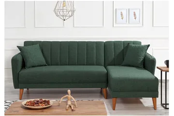 Lepinas Bäddsoffa med Divan Höger - Mörkgrön/Natur - Möbler - Vardagsrum - Bäddsoffor