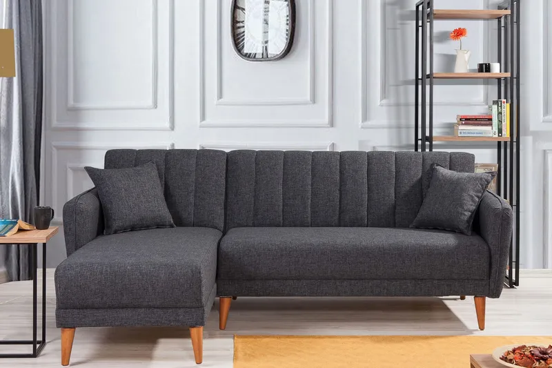 Lepinas Bäddsoffa med Divan Vänster - Mörkgrå/Natur - Möbler - Vardagsrum - Bäddsoffor