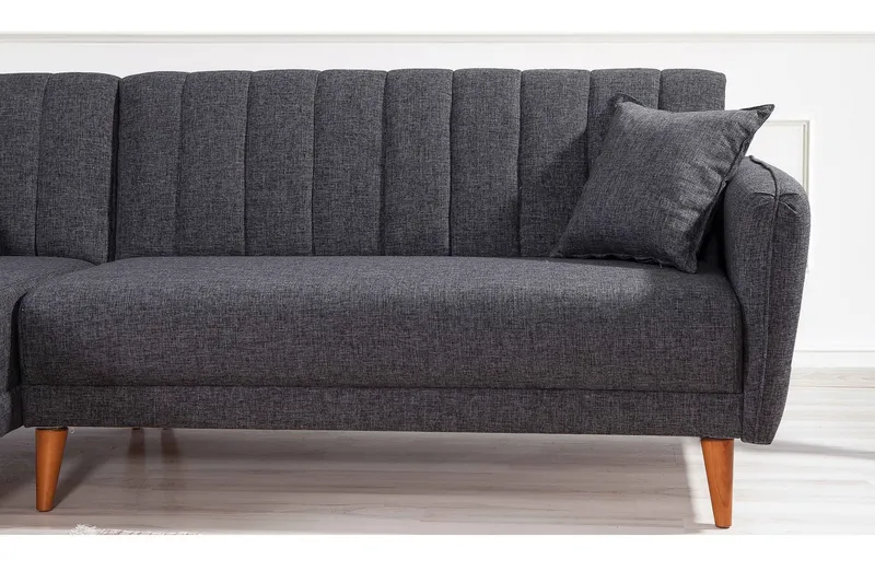 Lepinas Bäddsoffa med Divan Vänster - Mörkgrå/Natur - Möbler - Vardagsrum - Bäddsoffor