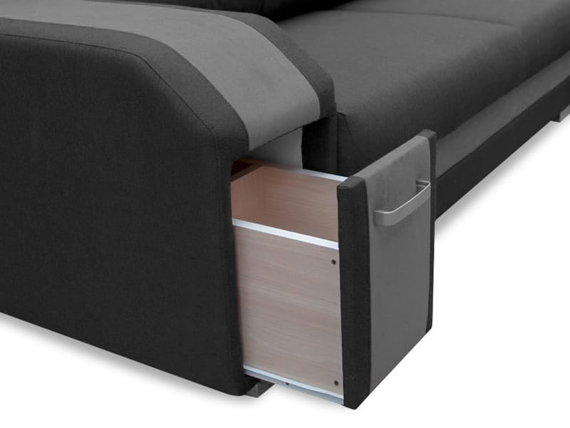 Lesley 4-sits Hörnbäddsoffa med förvaring - grå, beige - Möbler - Vardagsrum - Bäddsoffor - Hörnbäddsoffa