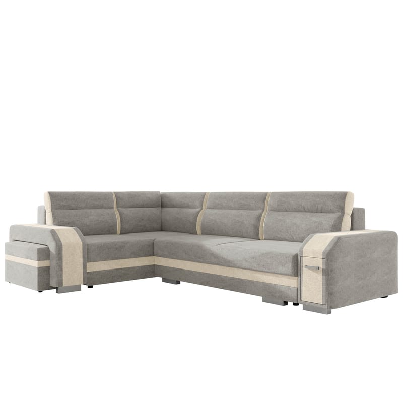 Lesley 4-sits Hörnbäddsoffa med förvaring, grå, beige