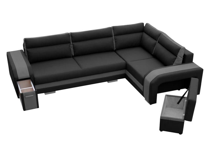 Lesley 4-sits Hörnbäddsoffa med förvaring - grå, beige - Möbler - Vardagsrum - Bäddsoffor - Hörnbäddsoffa