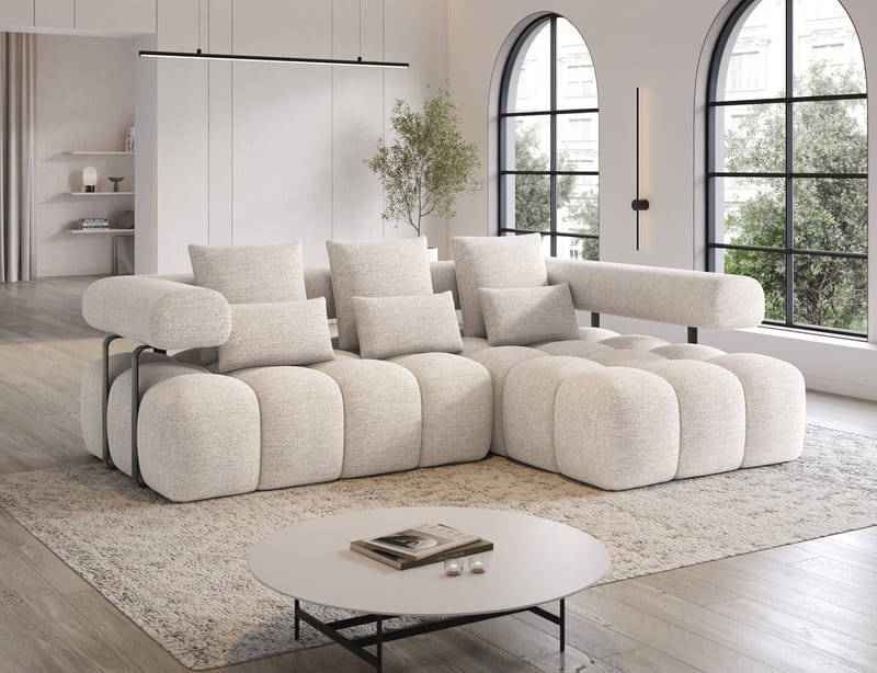 Levvi 3-sits Bubblig Bäddsoffa med Divan Höger - Bazalt 18 - Möbler - Vardagsrum - Bäddsoffor